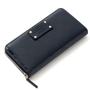 KATE SPADE New York Meto Spade Neda Zip Around Wallet Black Patent Leat… 8 x 4